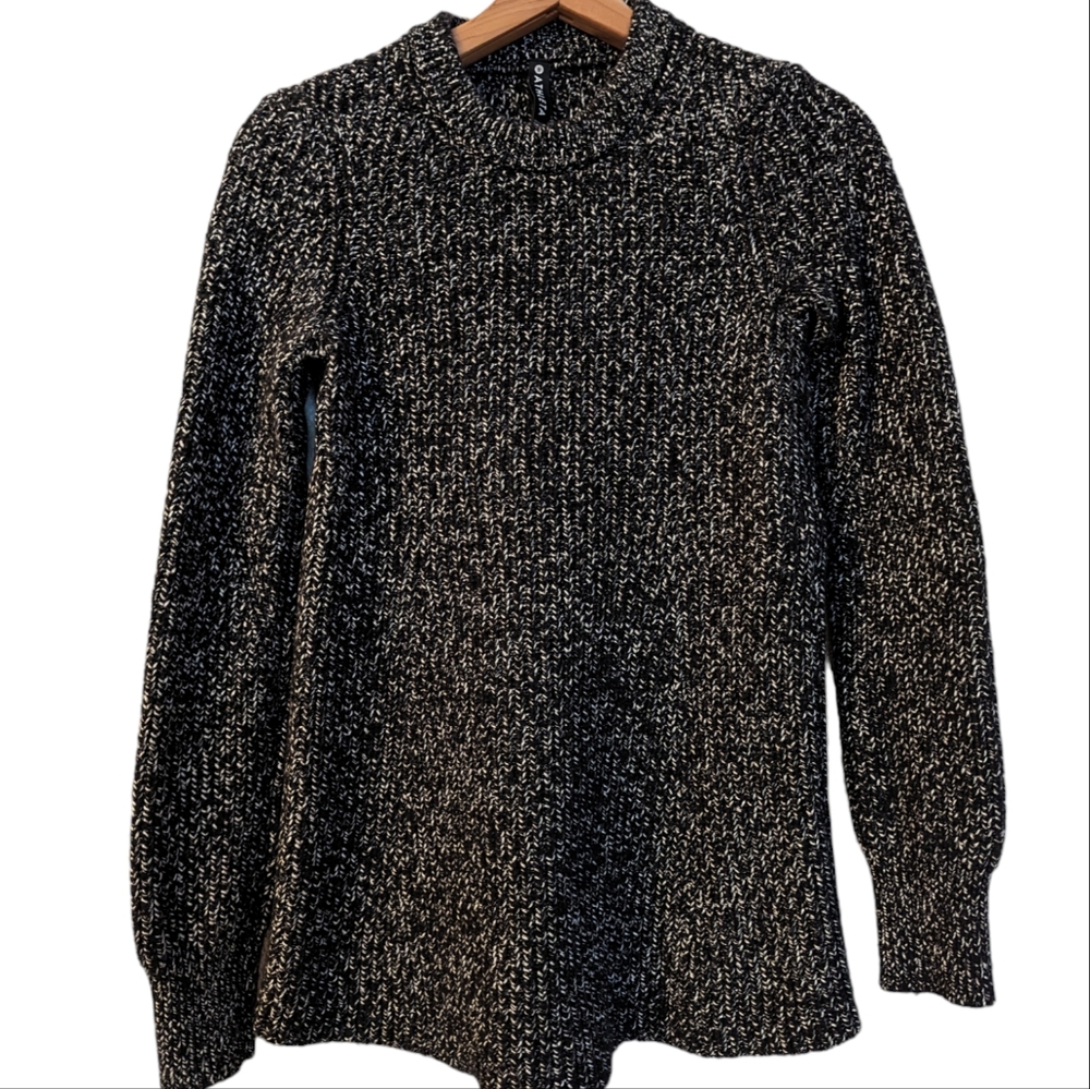 ATHLETA Sierra Wool Blend Crew Sweater Small Black Marl - Picture 2 of 8